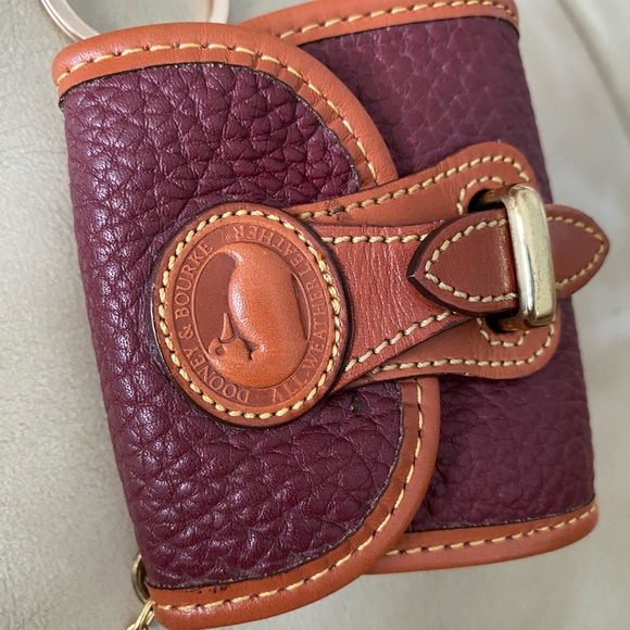 RARE Vintage Dooney & Bourke Key Caddy Coin Mini Bag Charm AWL Leather Rouge - Picture 4 of 15
